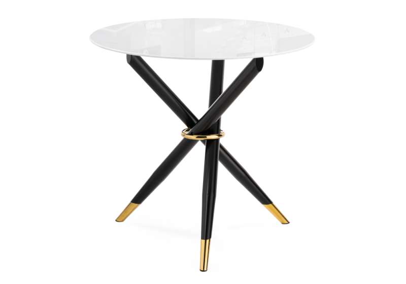Стол стеклянный Rock white / black (80x74). 