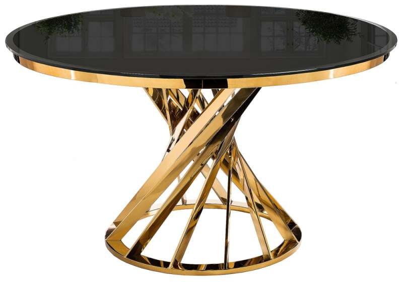 Стол стеклянный Twist gold / black    (130x74). 